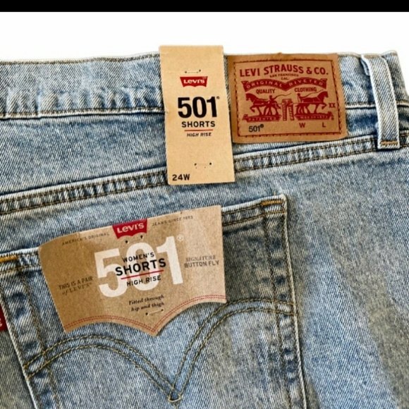 Levi’s 501 High Rise Cut Off Jean Shorts Distressed Light Wash Denim 24W NWT - Picture 3 of 4